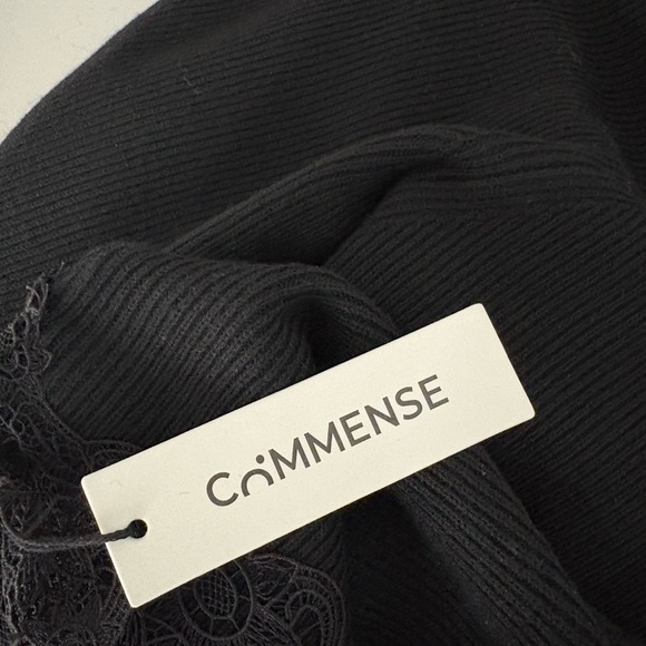 Commense Black Ribbed Dress with Lace Detail - Picture 4 of 4